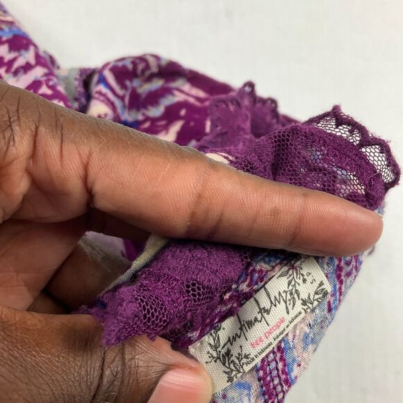 Free People Lace Tank Top  Floral Flowy V-Neck Racerback Boho Festival Shirt S - Picture 8 of 11